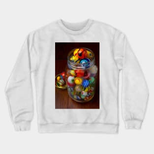 Old Jar Full Of Childhood Marbles Crewneck Sweatshirt